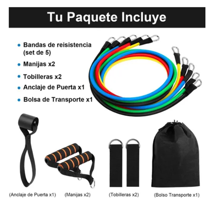 Power Bands: Kit de 5 Bandas de Resistencia con Mangos