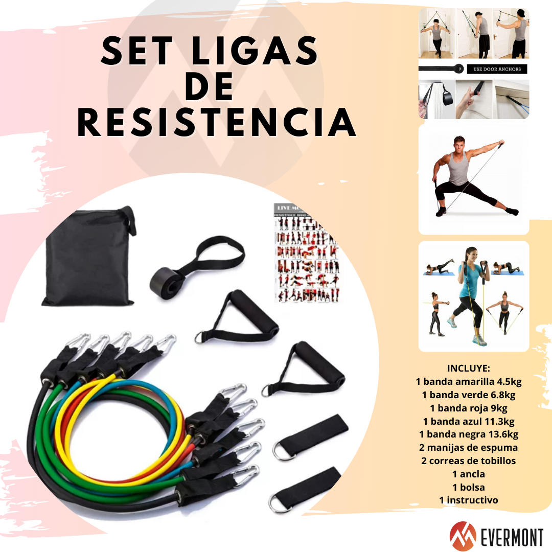 Power Bands: Kit de 5 Bandas de Resistencia con Mangos